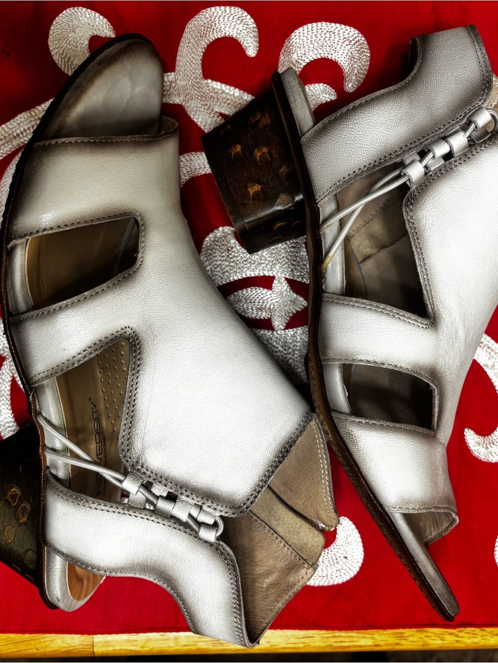 Unity in Diversity white Cutout Block Heel Sandals